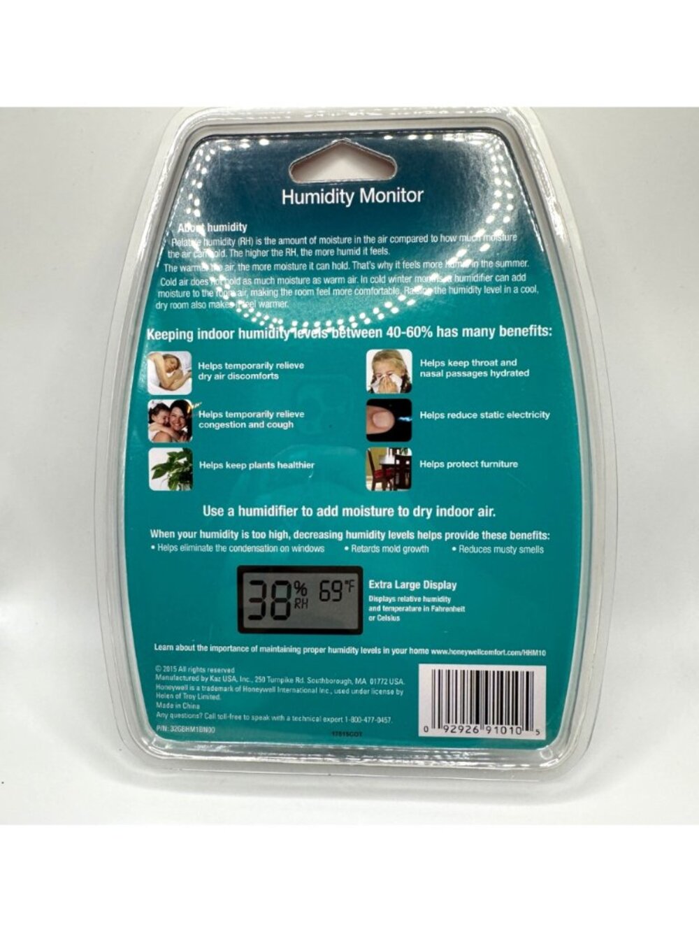 Honeywell Humidity Monitor LED Display and Temperature Reading HHM10B Black NEW - Picture 4 of 4